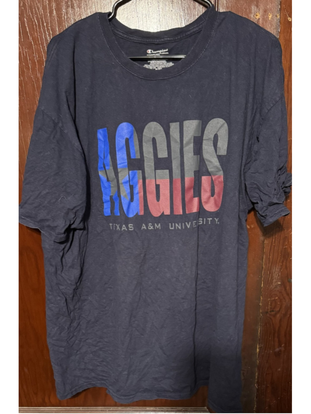 Texas A&M Aggies Tee Shirt Blue Logo Champion Men's Size XXL - Picture 1 of 17